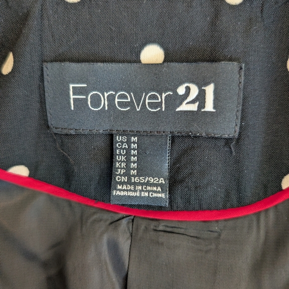 Forever 21 Womens Medium Black Polka Dot Blazer Sport Coat Preppy Workwear - Picture 6 of 7